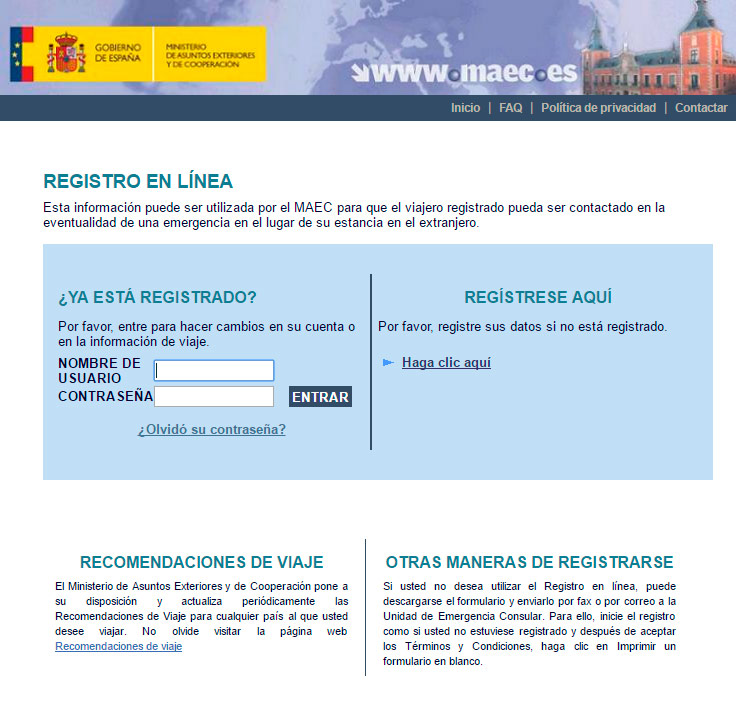Registro de Viajeros España
